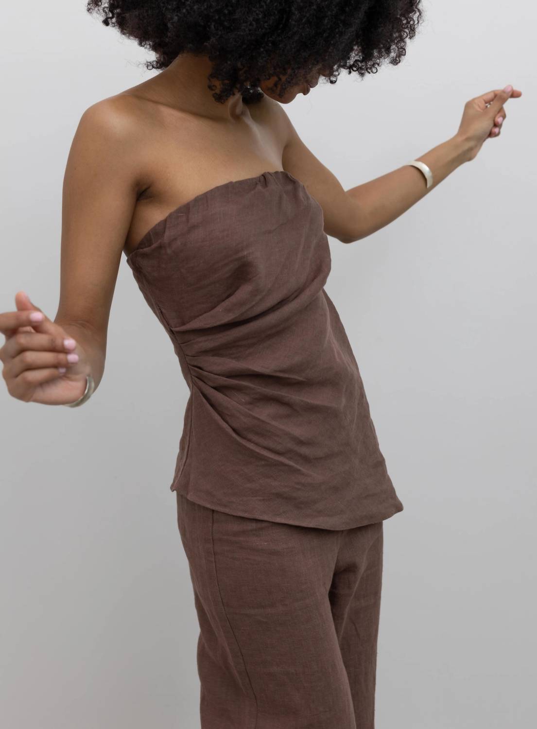 Collective - Draped Strapless Linen Top