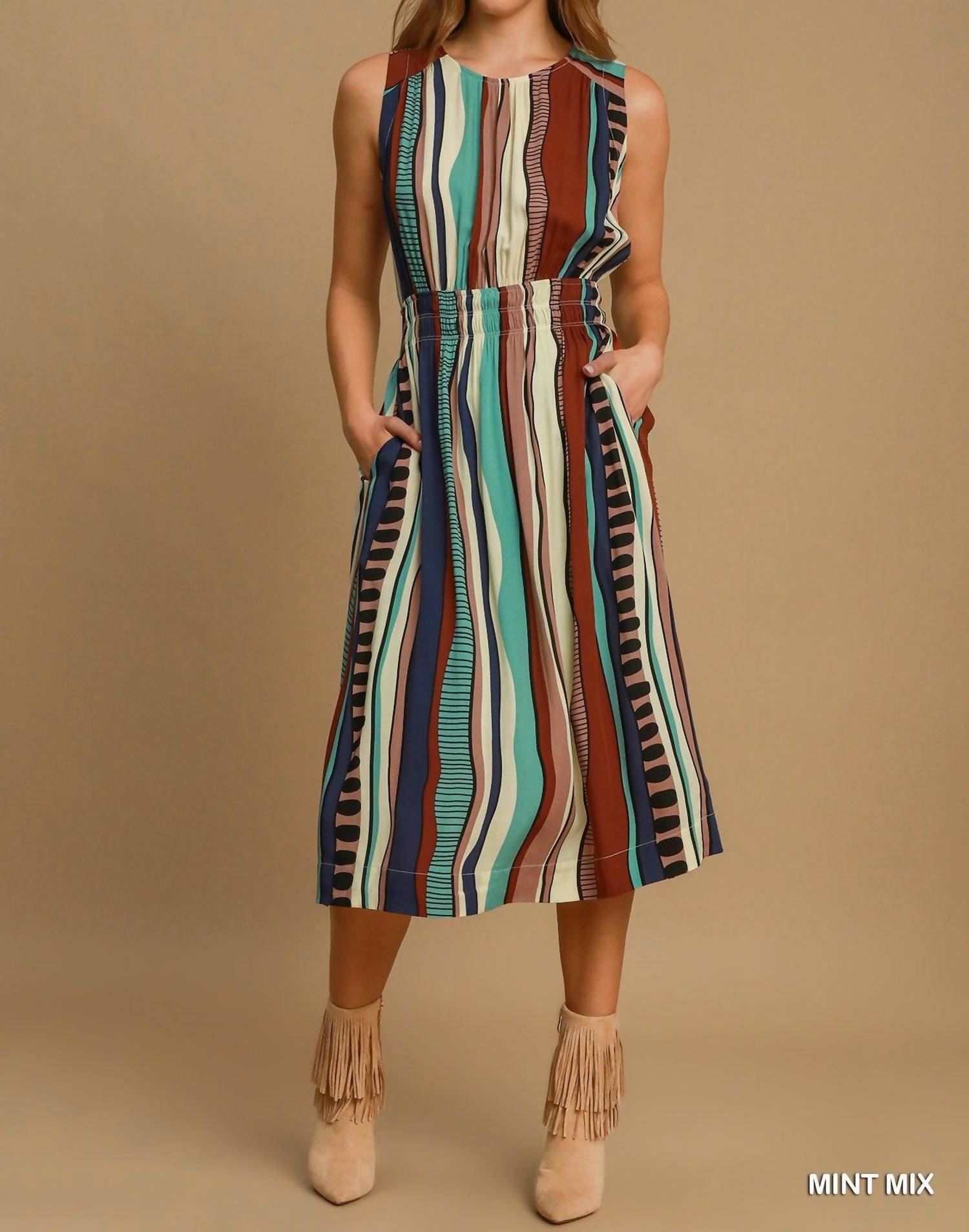 Umgee - Abstract Print Midi Dress