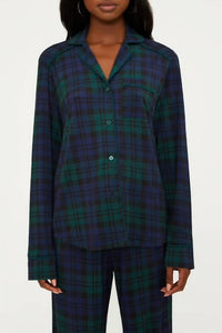 Beach Riot Livy Top & Connie Pant Pajama Set in wintergreen plaid - women's intimate - view 4