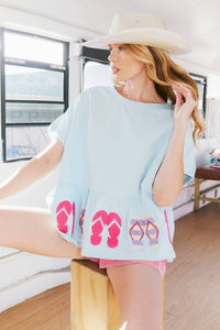 Fantastic Fawn - Flip Flop Sequin Peplum Tee