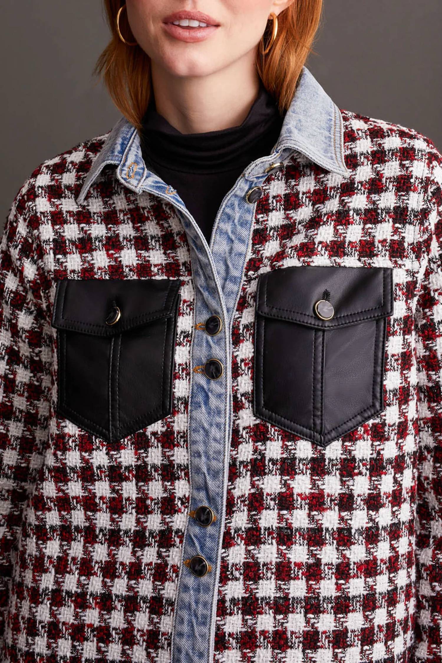 Tribal - Fantasia Fancy Denim And Faux Leather Shacket