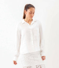 Karen Kane - Long Sleeve Linen Button-Up Shirt