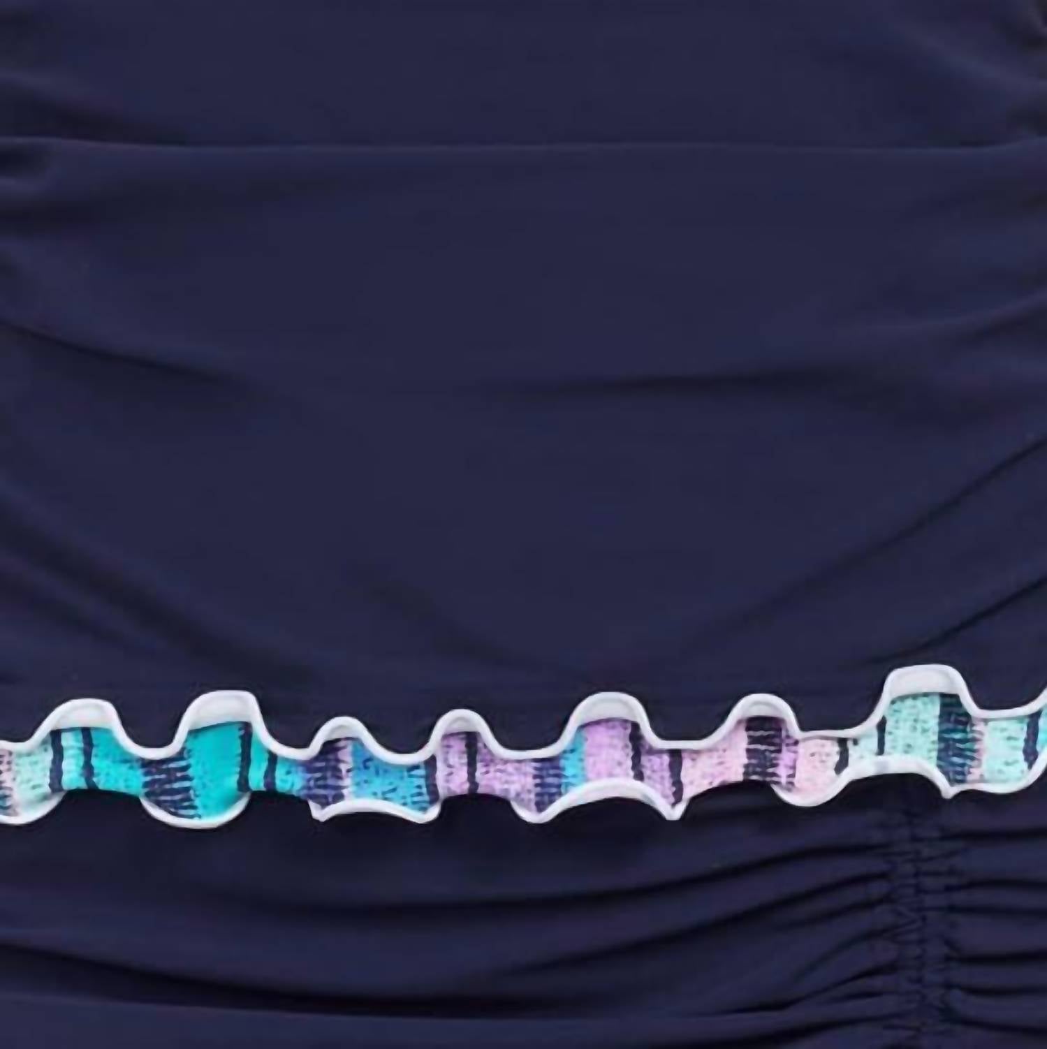 Profile By Gottex - Standard Harmony Striped Print Ruffle Trim Halter Tankini Bathing Suit