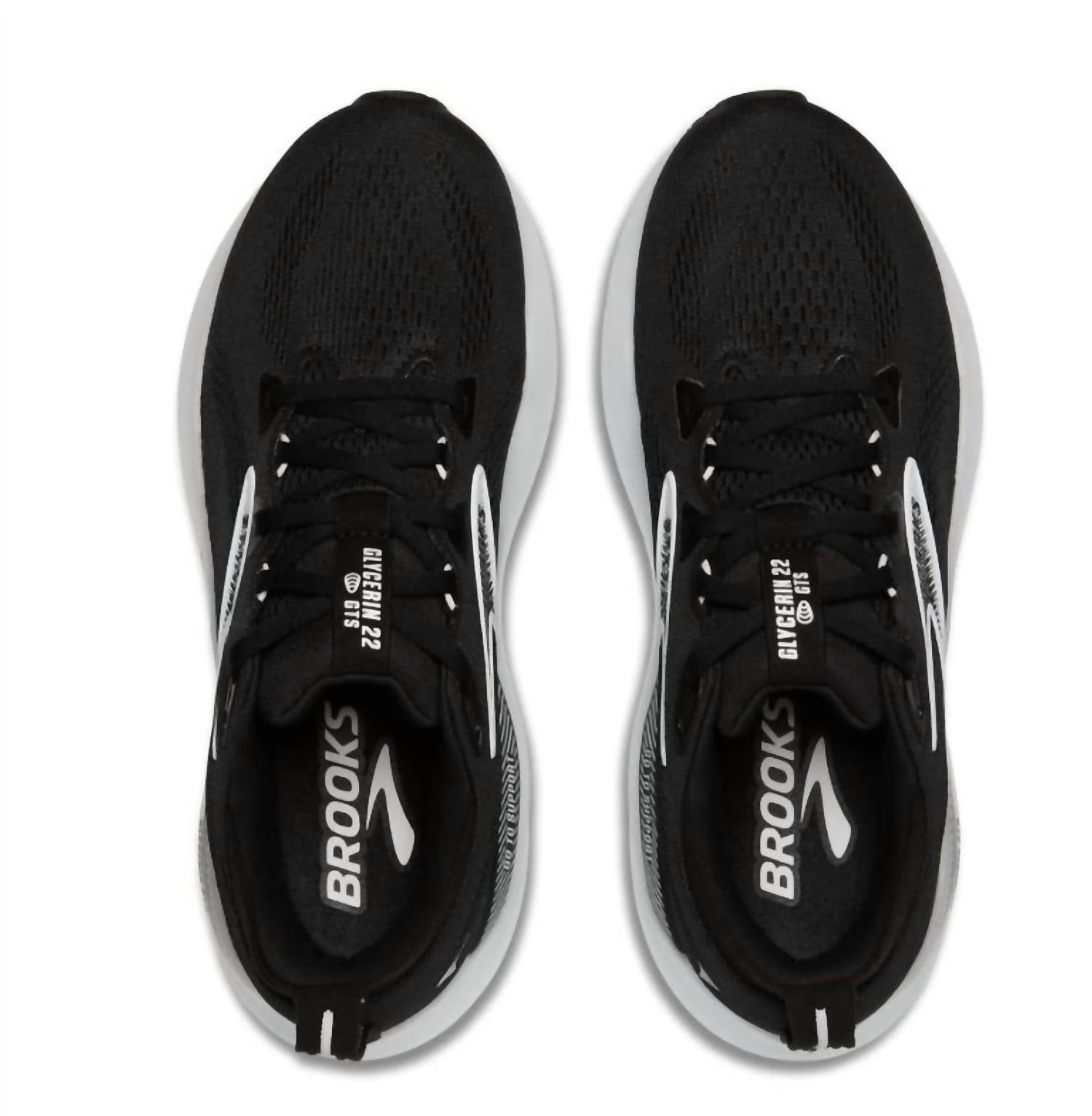 BROOKS Men's Glycerin Gts 22 Running Shoes in black grey white 2 - men's shoe - alternate view