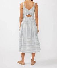Lovestitch - Striped V Cut-out Midi Dress