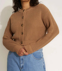 Callahan Cropped Cardigan in camel - women's cardigan - view 6