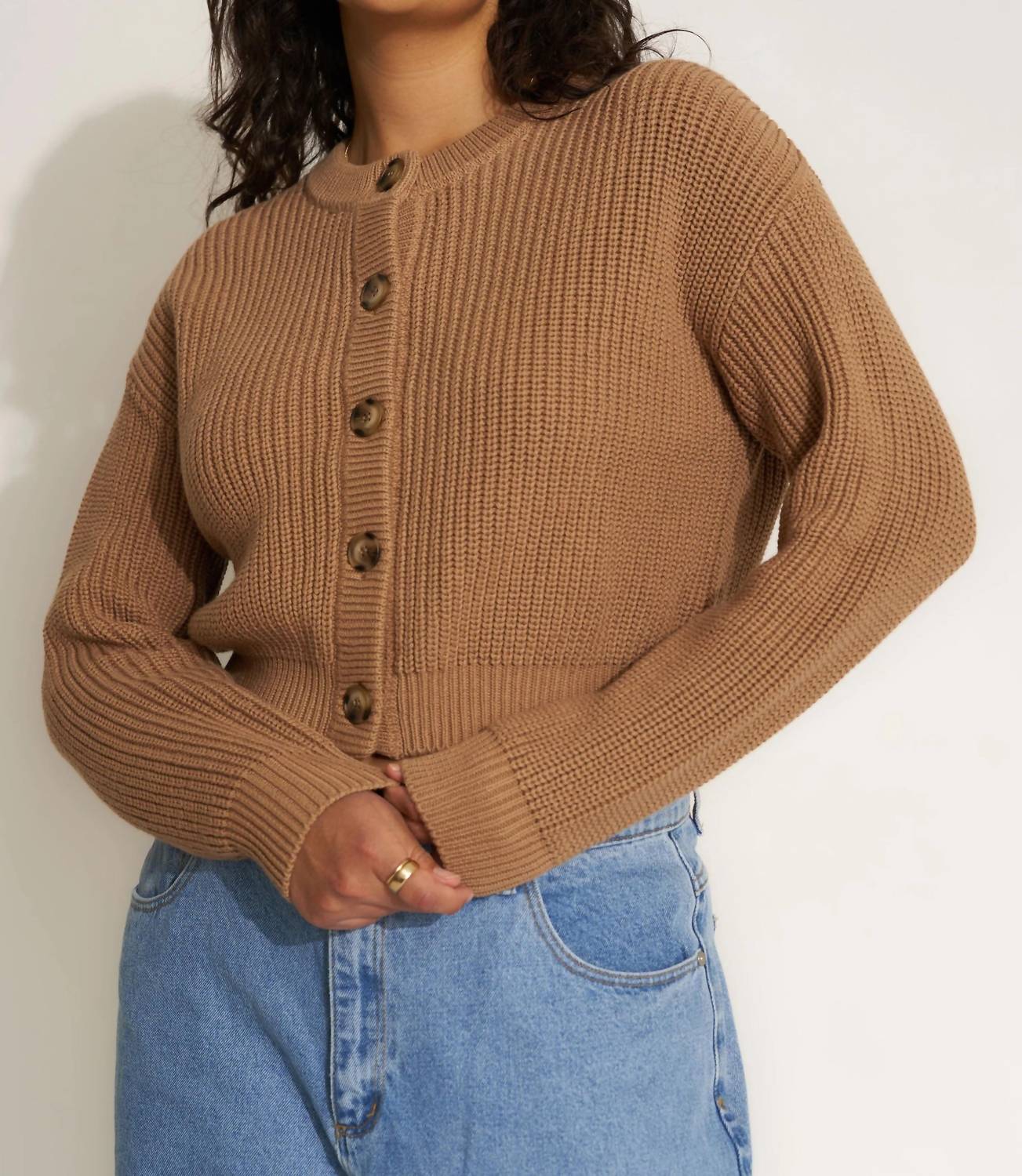 Callahan Cropped Cardigan in camel - women's cardigan - view 6