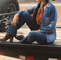 Lucky & Blessed - Denim Patchwork Western Blazer