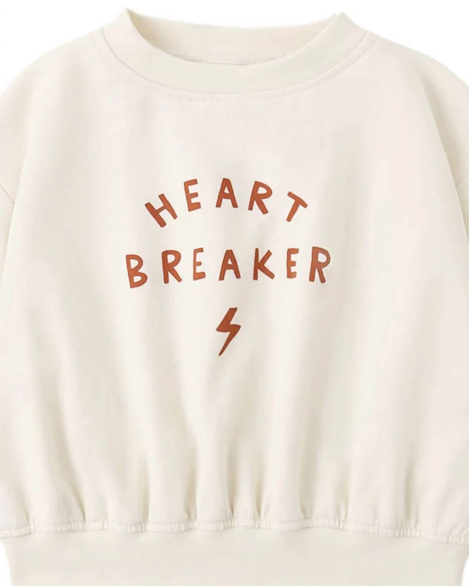 Quincy Mae Kid's Relaxed Sweatset in heart breaker - kids' sweater - detail view
