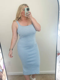 Double Zero - Nantucket Striped Bodycon Midi Dress