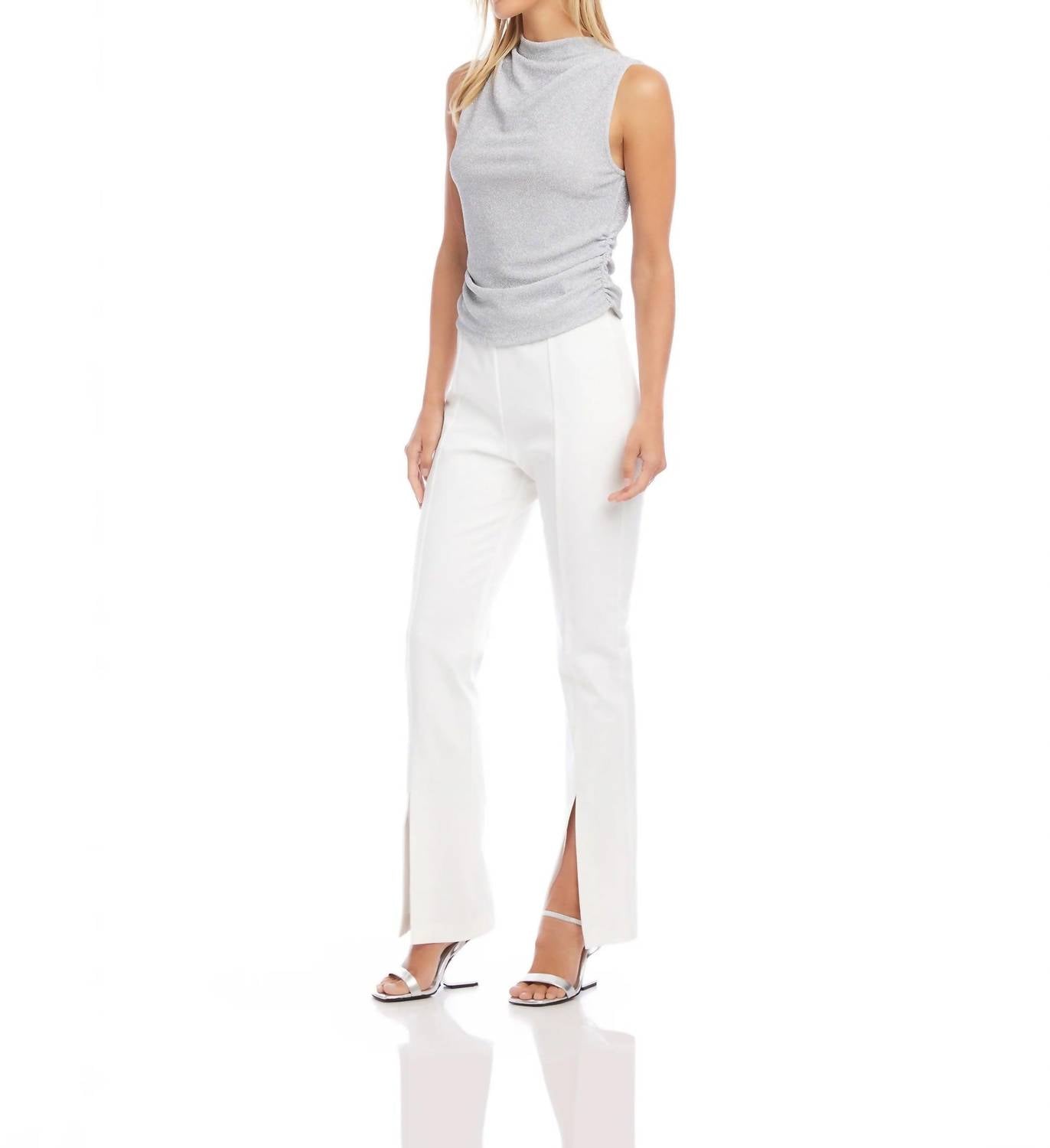 Fifteen Twenty Front Slit Pants in off white - women's pants - detail view