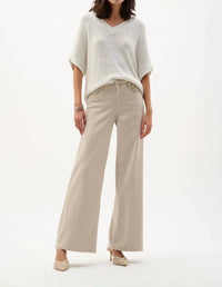 Joseph Ribkoff - Featherweave Denim Wide Leg Jeans With Rhinestones