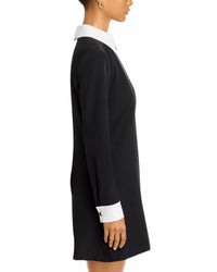 FRENCH CONNECTION Echo Long Sleeve Collared Neck Dress in black white - women's dress - detail view