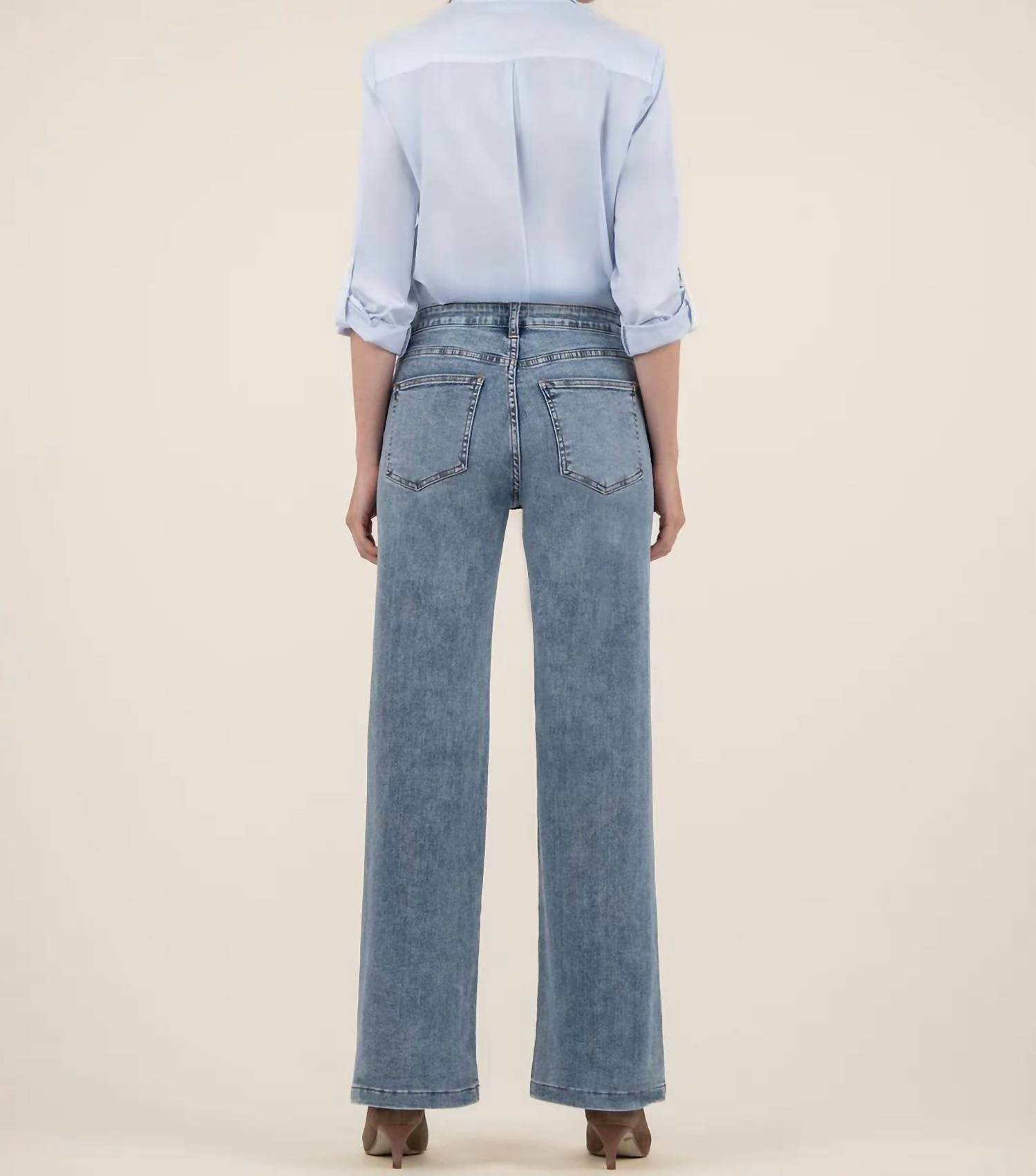 KUT FROM THE KLOTH Jean High Rise Wide Leg Jean in enforce - women's pants - detail view