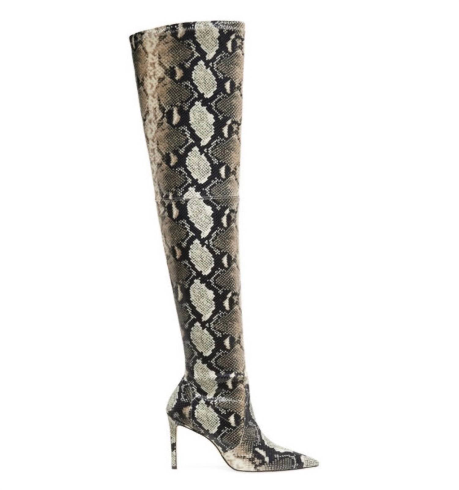 STUART WEITZMAN Women's Ultrastuart 100 Roccia Stretch Boots in beige - women's shoe - detail view
