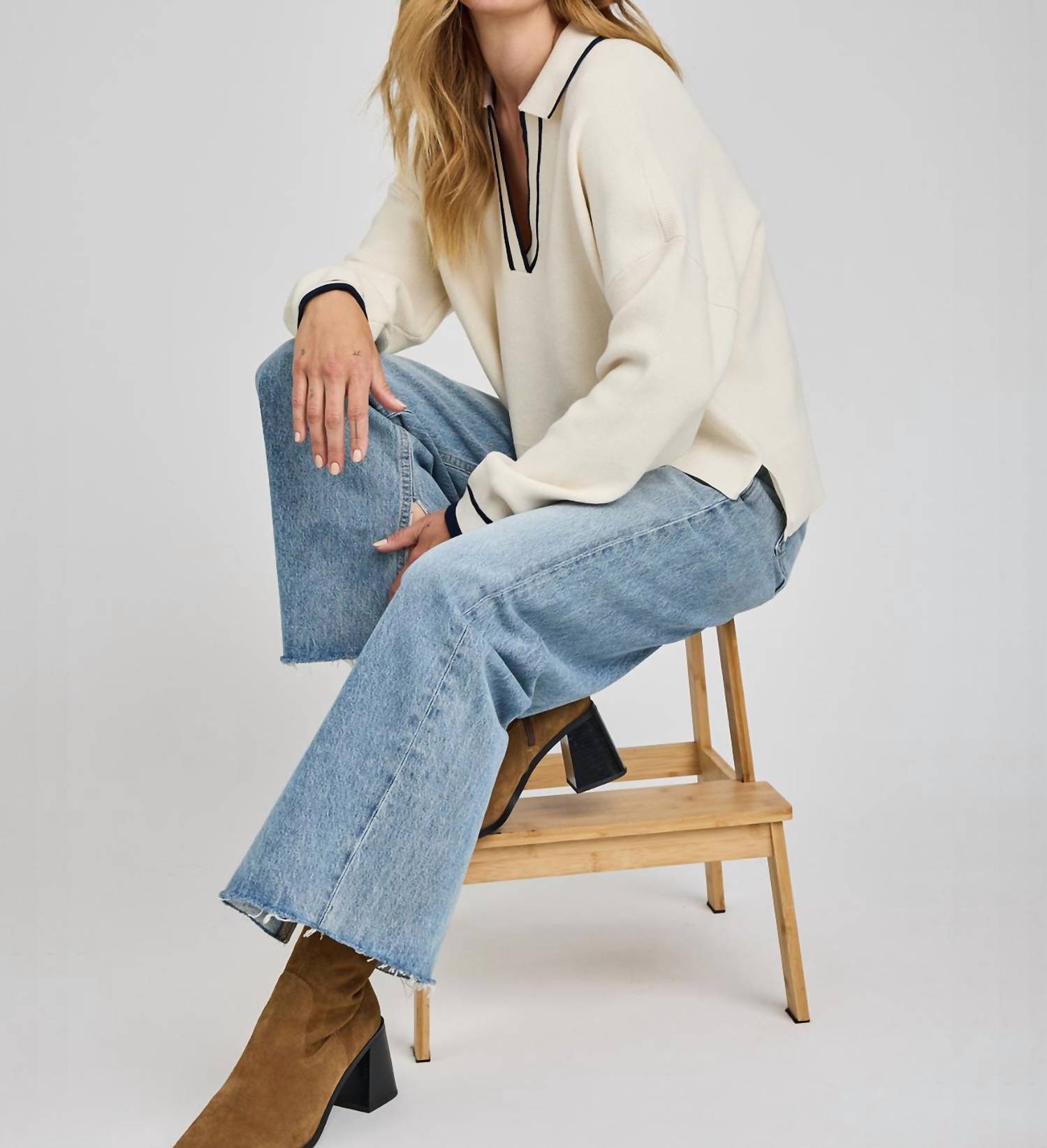 Gentle Fawn Tristan Pullover V Neck Sweater in cream - women's sweater - view 4