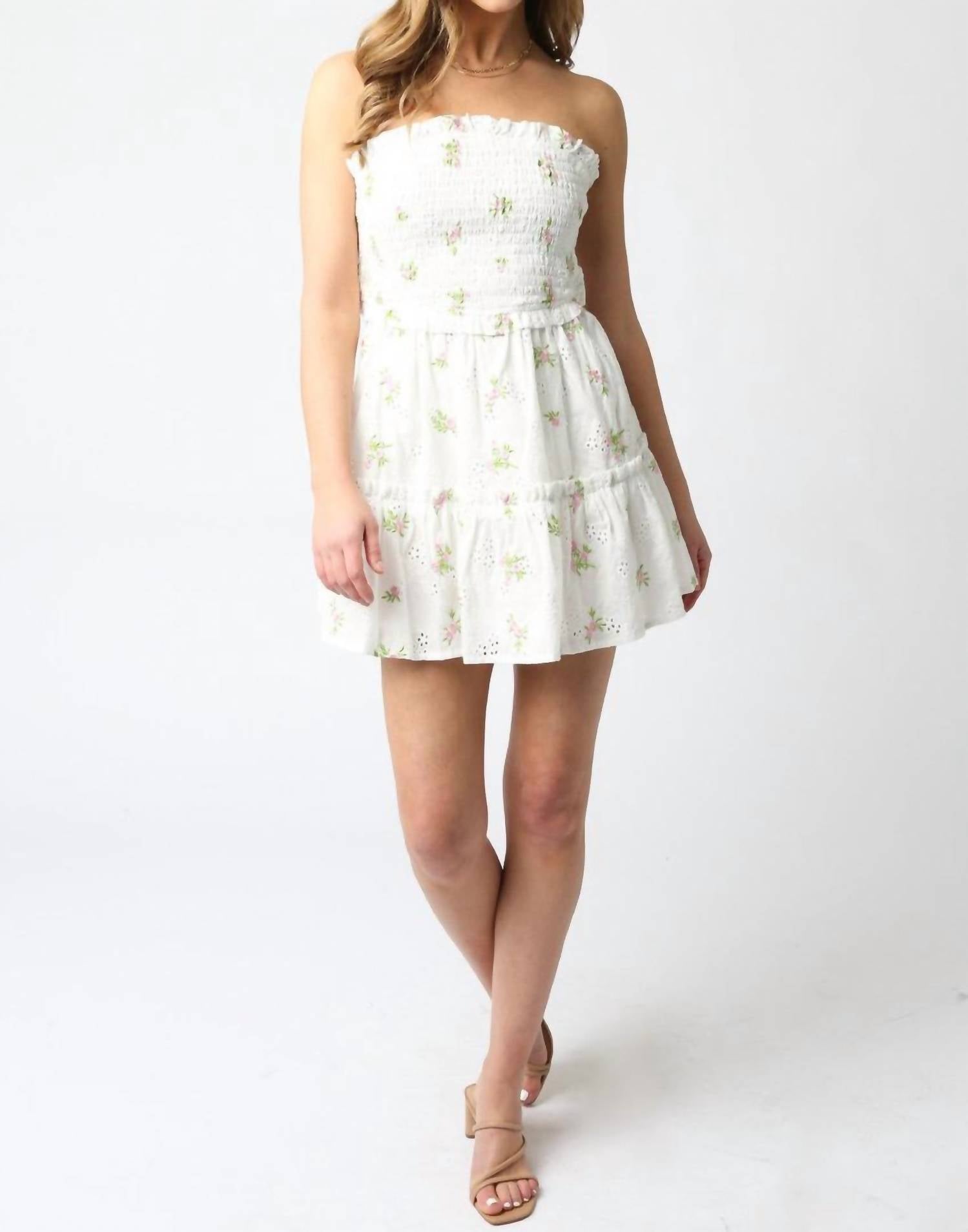 Olivaceous - Kendra Strapless Floral Dress