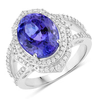 Diana M Jewels Women's Oval Natural Tanzanite Fashion Ring (6.56 Ct) - Elegant in 14k white gold - women's jewelry