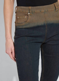 Lysse Ceri Slim Flare Premium Denim Jeans in dip dye black - women's jeans - detail view