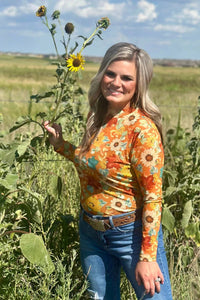 Sterling Kreek - Blissfully Blessed Sunflower Mesh Top
