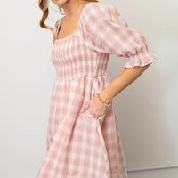 Kori - Plaid Dress With Bubble Sleeves