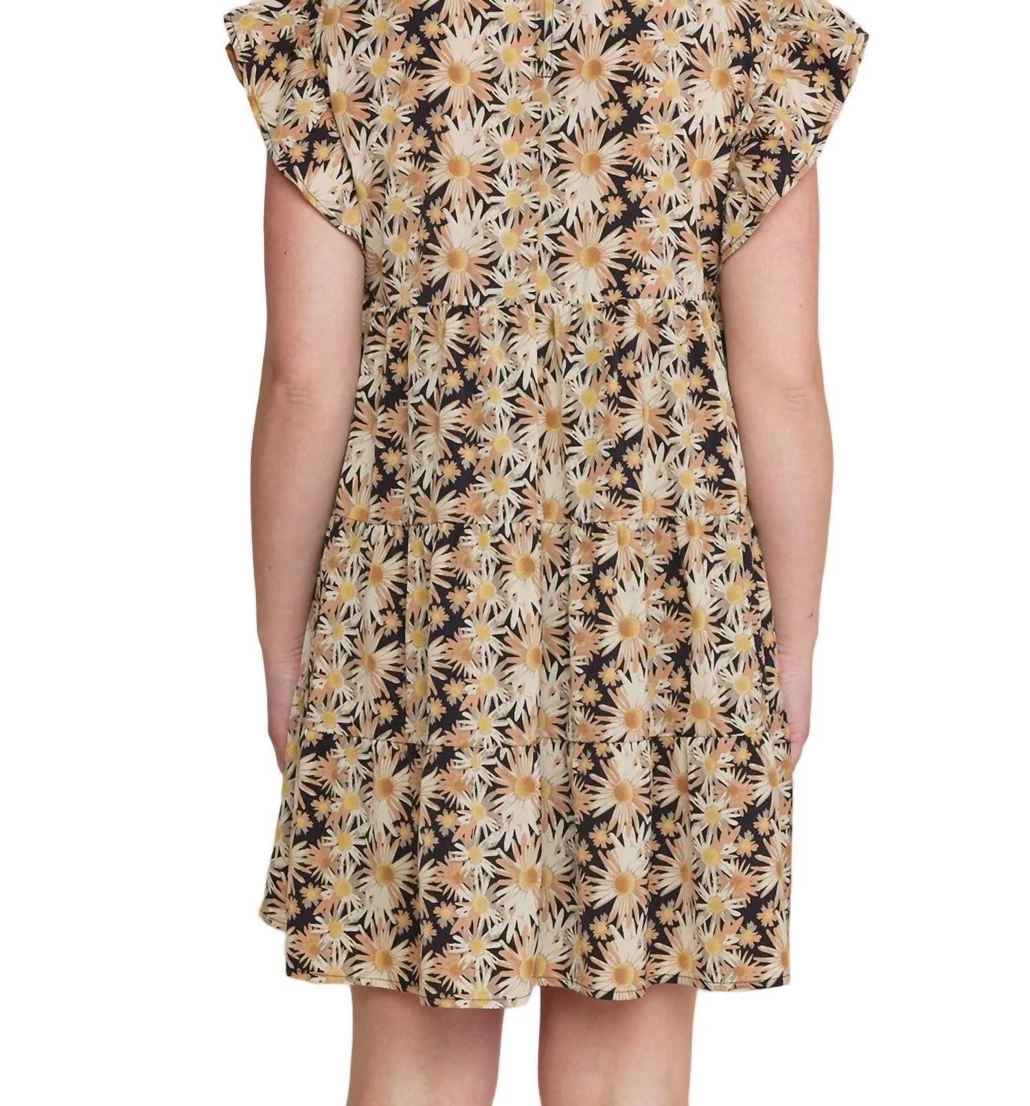 Entro - Floral Ruffle V-Neck Dress