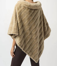 Joseph Ribkoff - Faux Fur Textured Striped Poncho