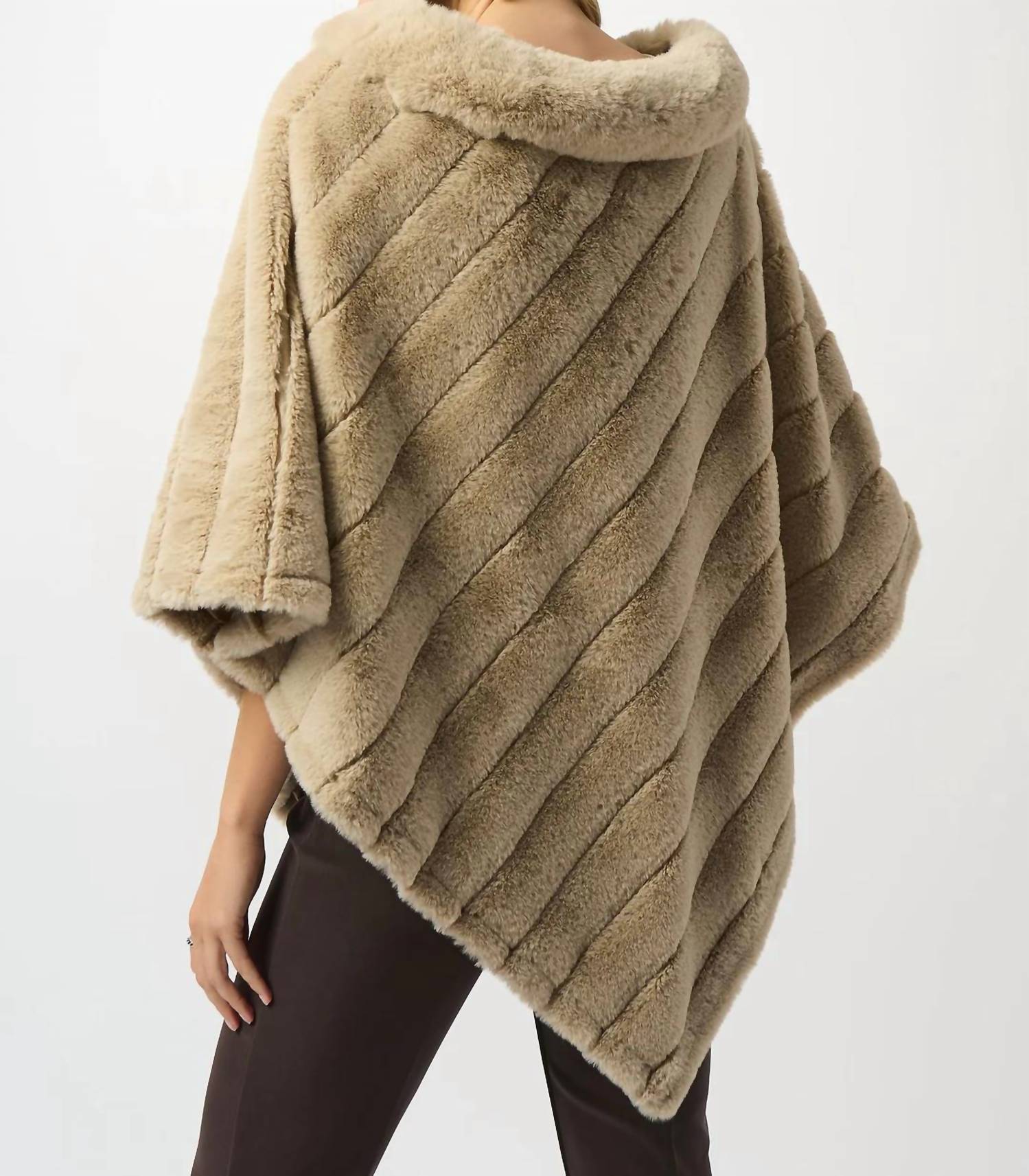 Joseph Ribkoff - Faux Fur Textured Striped Poncho