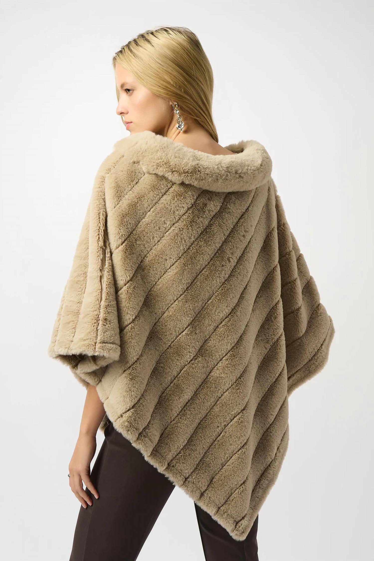 Joseph Ribkoff - Faux Fur Textured Striped Poncho