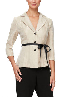 Alex Evenings - Button Front Blouse With Tie Belt