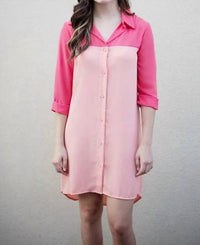 Karlie - Color Block Shirt Dress