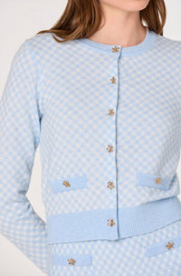 ASTR Marian Cardigan in blue plaid - women's cardigan - detail view