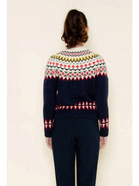 Fore Collection Fair Isle Knit Sweater Cardigan in black multi - women's sweater - view 4