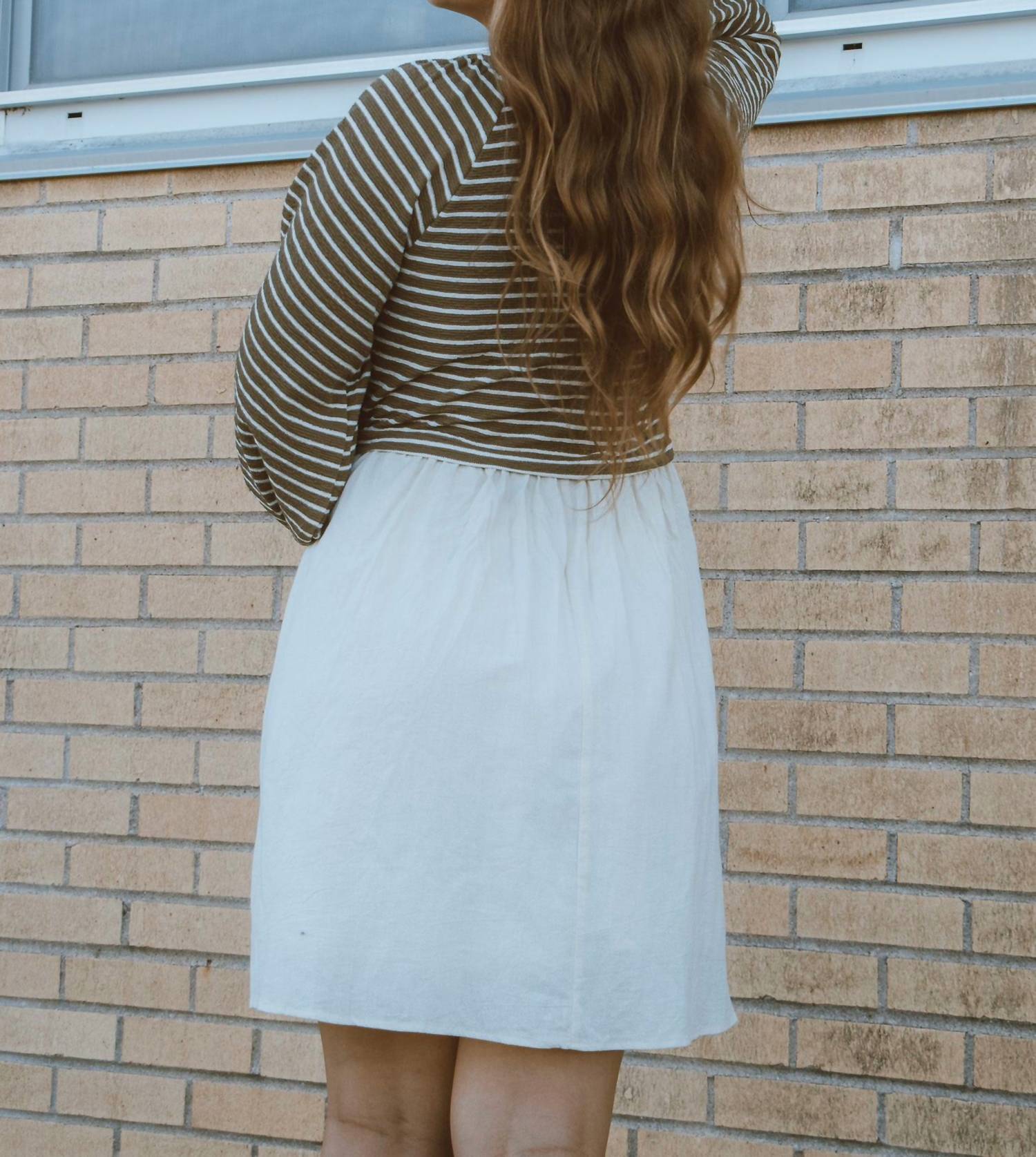 Mikarose Class In Session Striped Contrast Mini Dress in session striped contrast mini dress in olive green - women's dress - alternate view