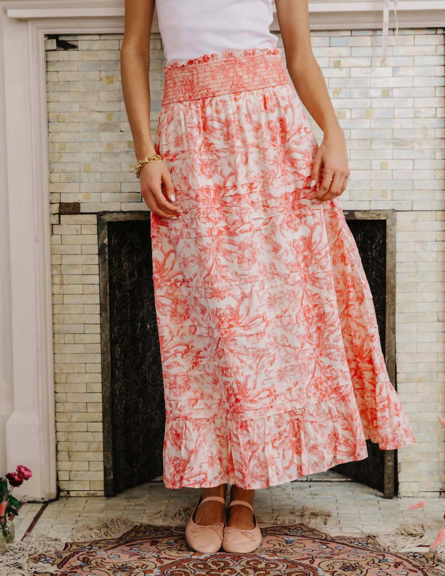 LOVE THE LABEL Easy Slip On Midi Skirt in joni print - women's skirt