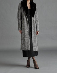 STEVE MADDEN Dienne Long Sleeve Coat in black multi - women's jacket - view 6