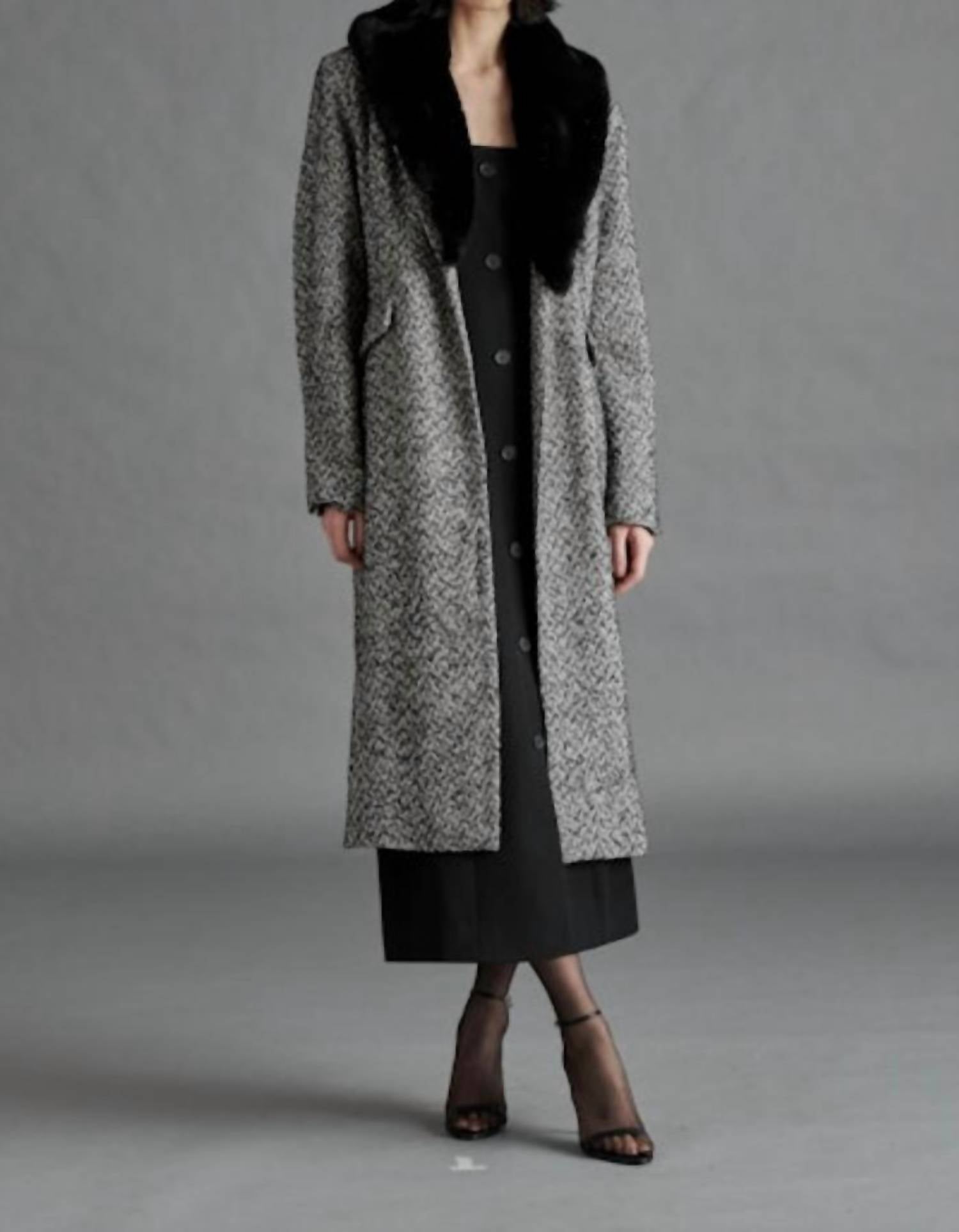 STEVE MADDEN Dienne Long Sleeve Coat in black multi - women's jacket - view 6