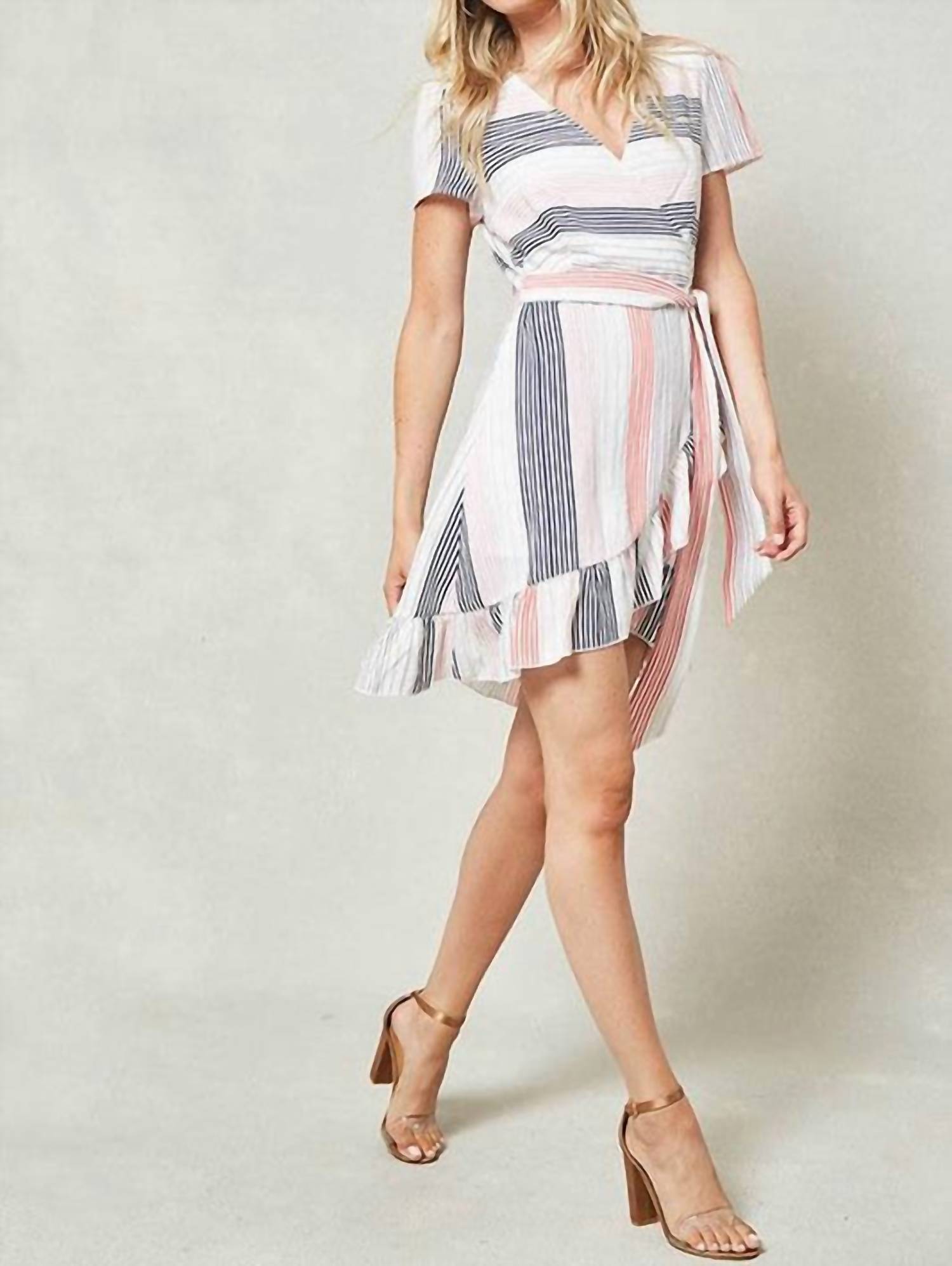 Promesa - Striped Wrap Mini Dress