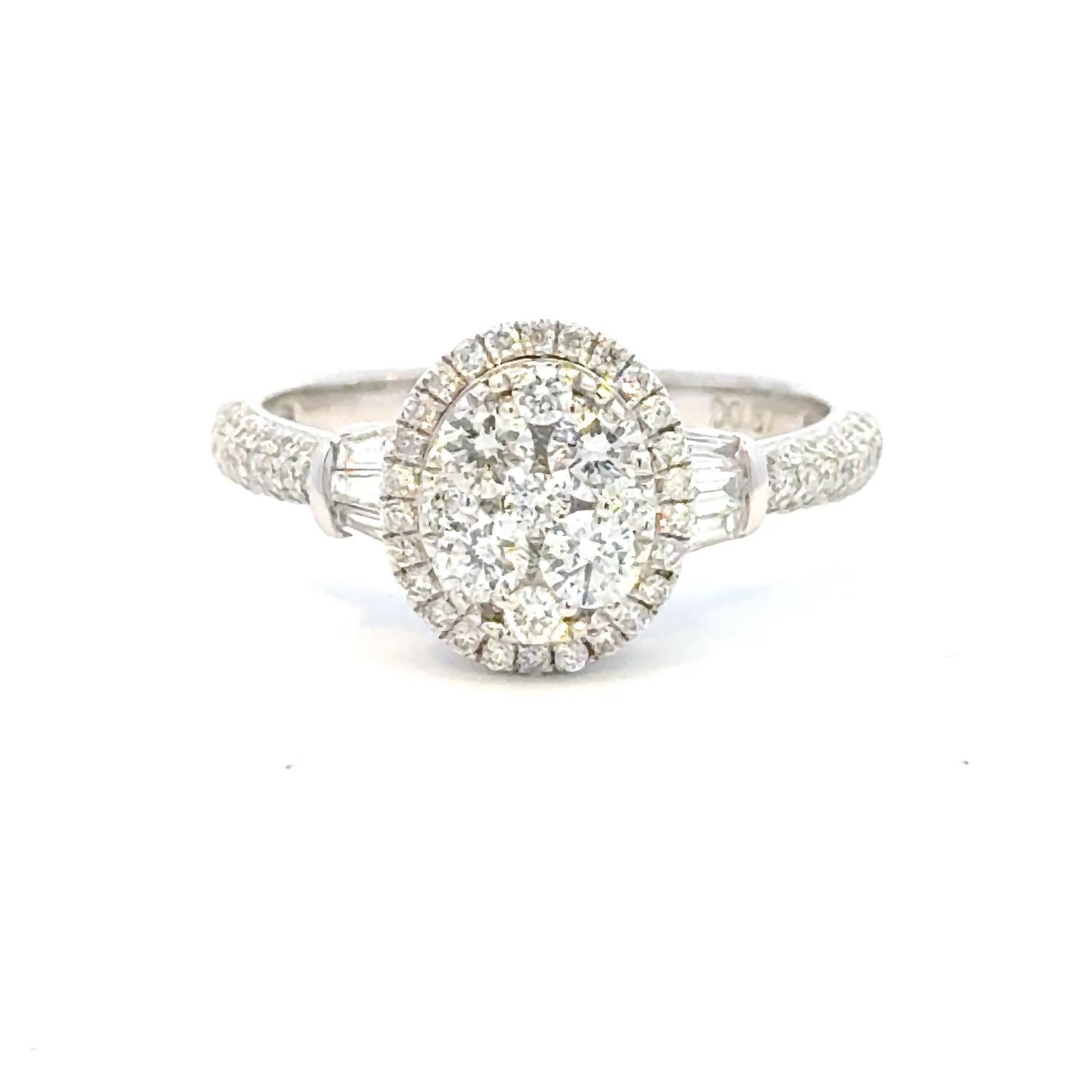 Aamiaa - 1.33 Carat Natural Diamond Oval Cluster Halo Engagement Ring