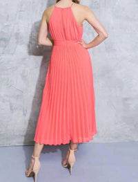 Flying Tomato - High Neck Pleated Midi Dress