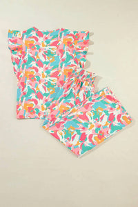 Little Daisy Closet Floral Ruffled Sleeve Top And Smocked Wide Leg Pants Set in multi - women's sleepwear - view 4