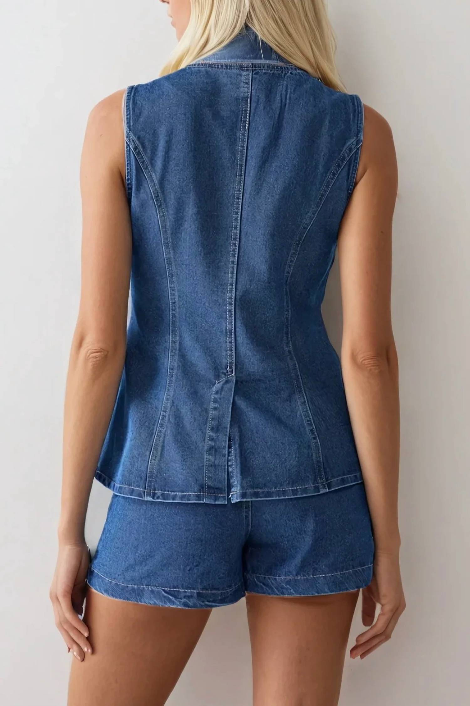 Wisteria Lane - Denim Darling Vest & Shorts Set
