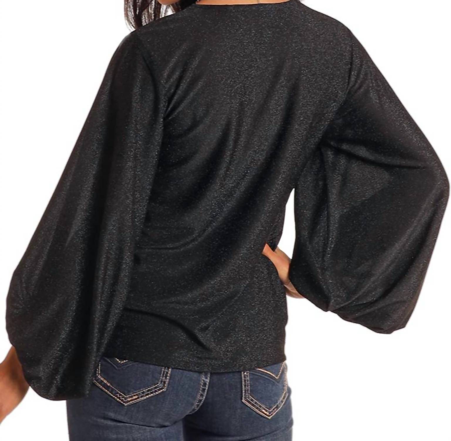 Rock & Roll Denim - Panhandle Lurex Balloon Sleeve Top