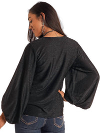Rock & Roll Denim - Panhandle Lurex Balloon Sleeve Top
