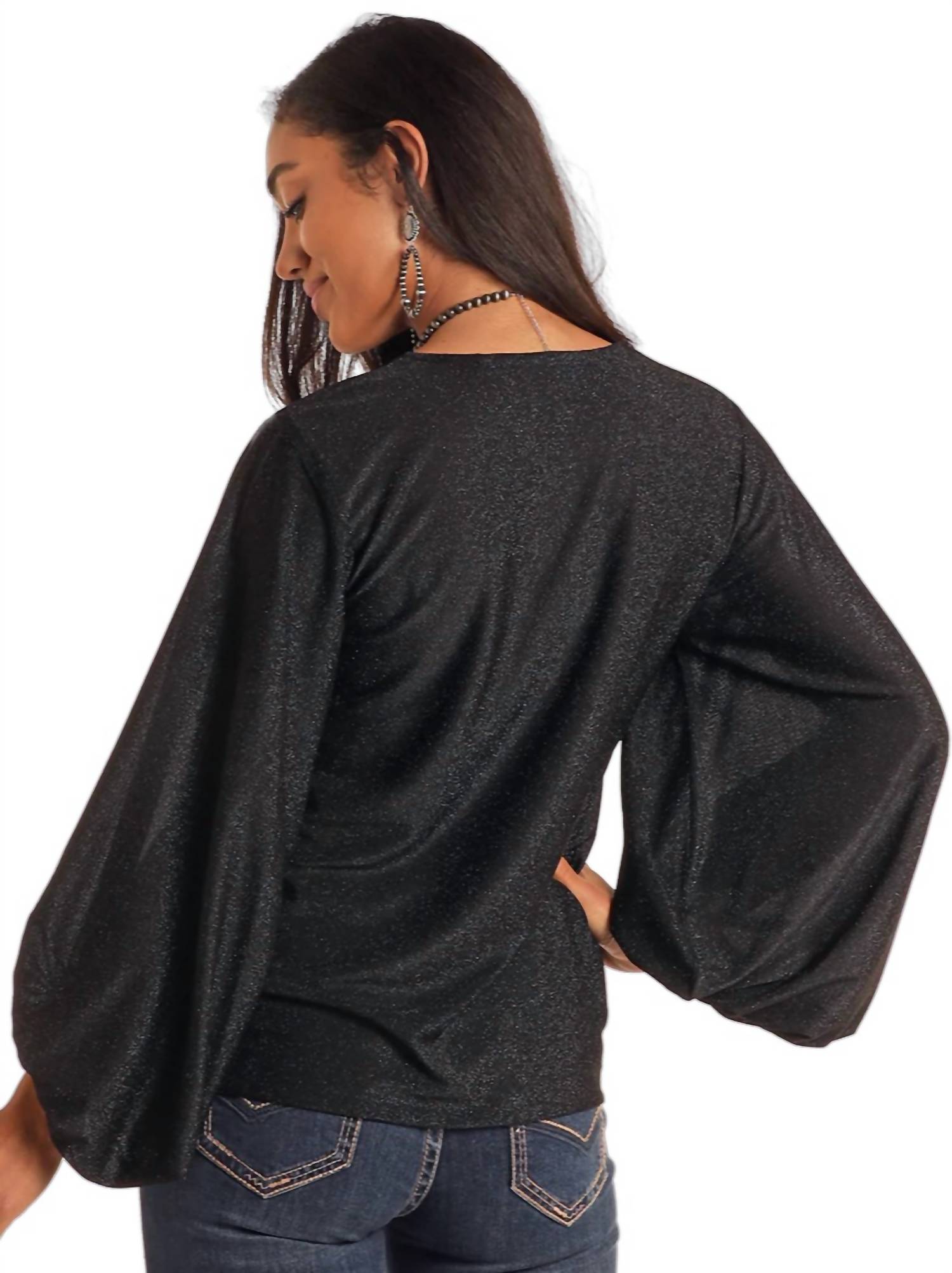 Rock & Roll Denim - Panhandle Lurex Balloon Sleeve Top