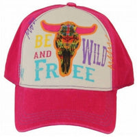 Gypsy Soule Women's Aztec Steer Skull Baseball Cap in fuchsia - women's hat