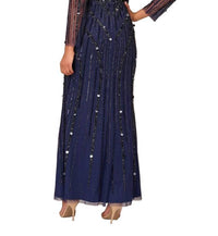 Aidan Mattox - V-neck Illusion Long Sleeve Mesh Dress