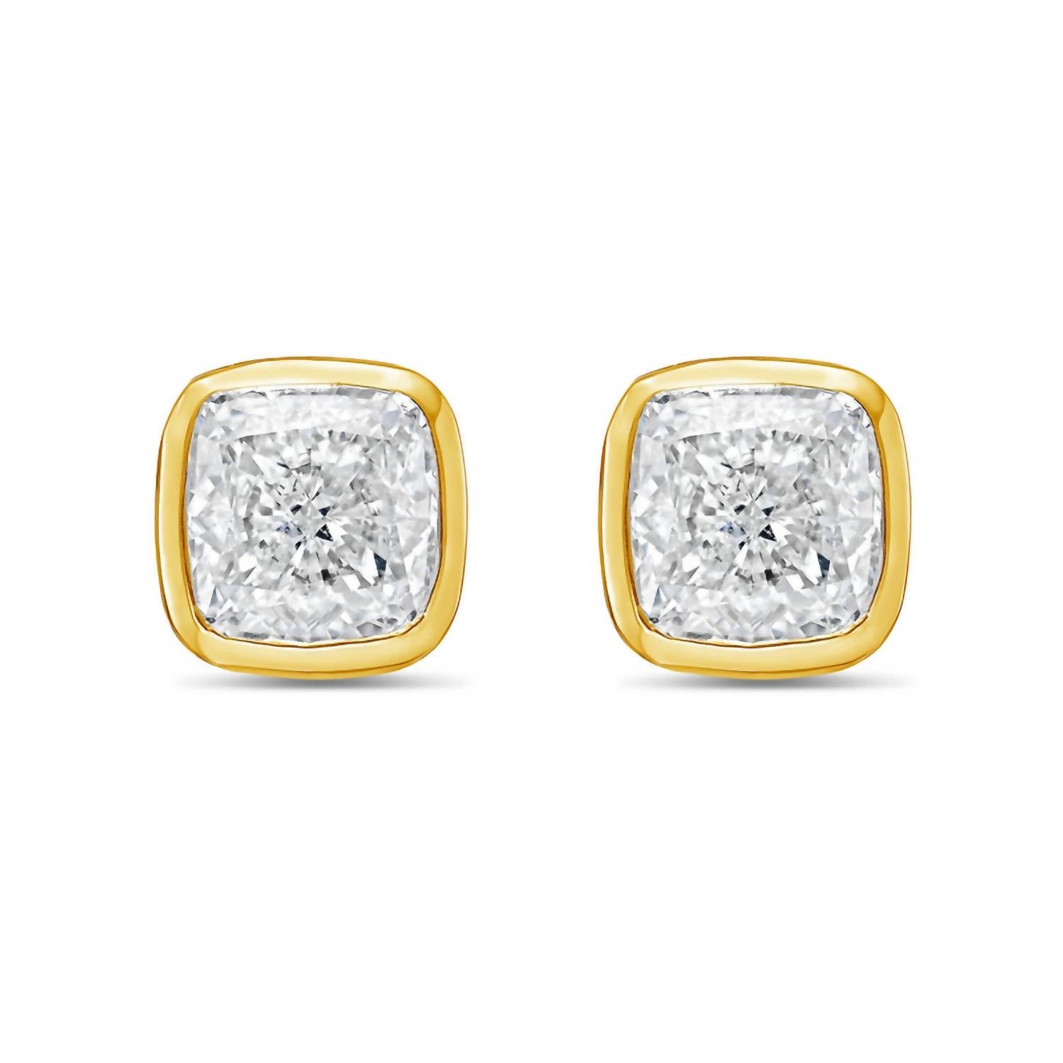 Diana M Jewels - Women's Cushion Cut Studs In A Bezel Setting Earrings (4.00 Ct)