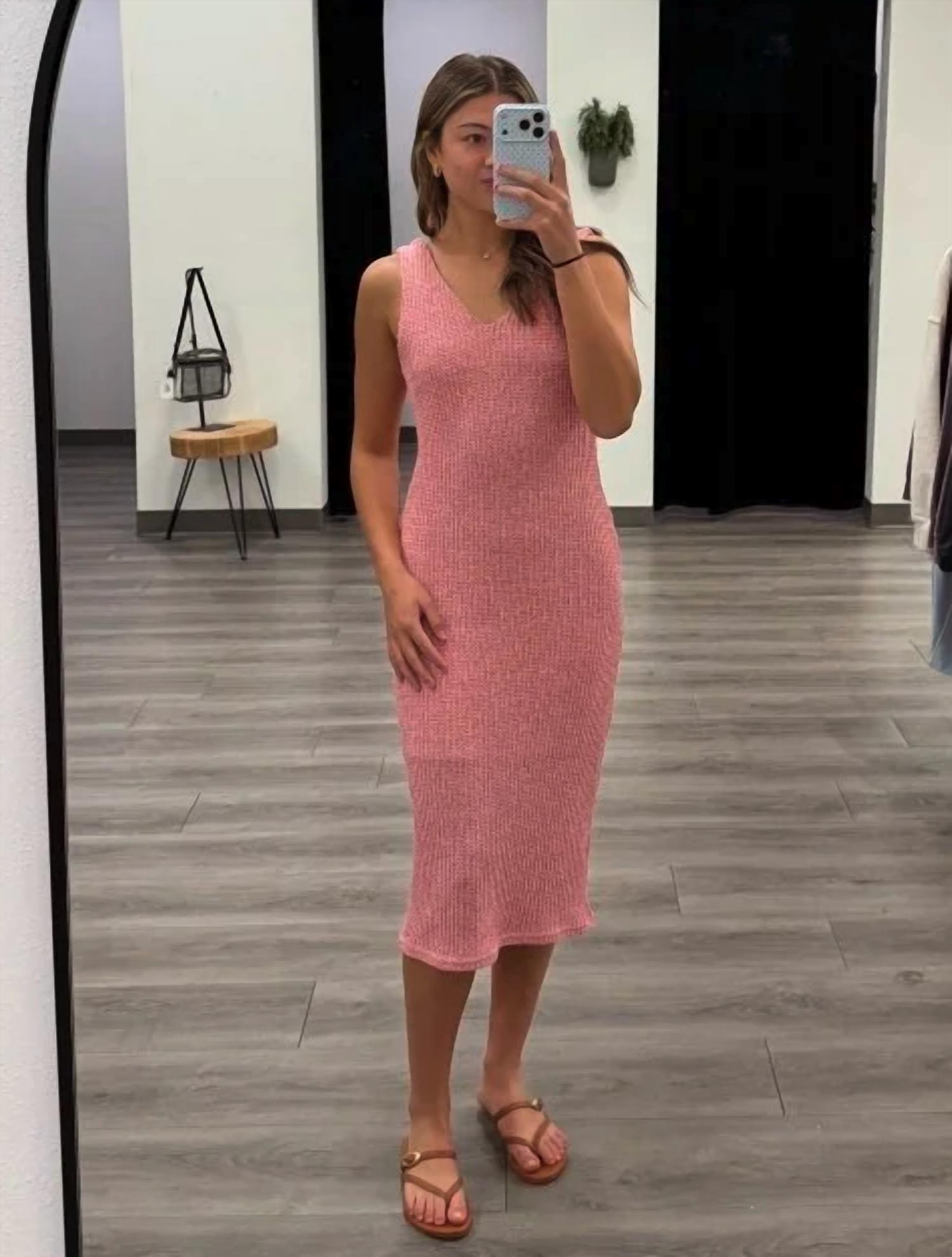 Sunday Edition - Sleeveless V-neck Textured Midi Dress