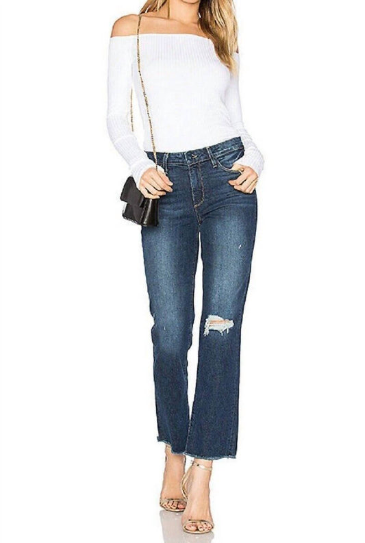 Paige - Jacqueline Straight Crop Domino Destructed Raw Hem Jeans